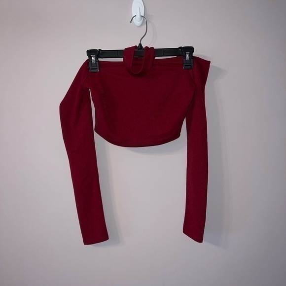 Red long sleeve crop top with choker forever 21 high small - Picture 1 of 6